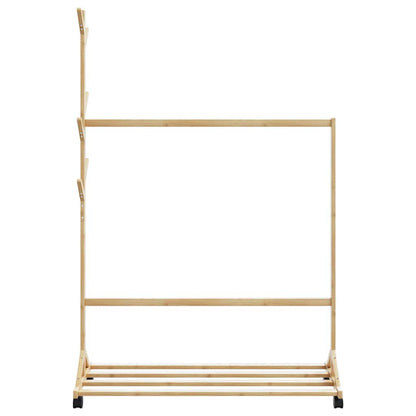 Appendiabiti Con Ganci E Ruote 100X35X157 Cm In Bambù Legno Antico