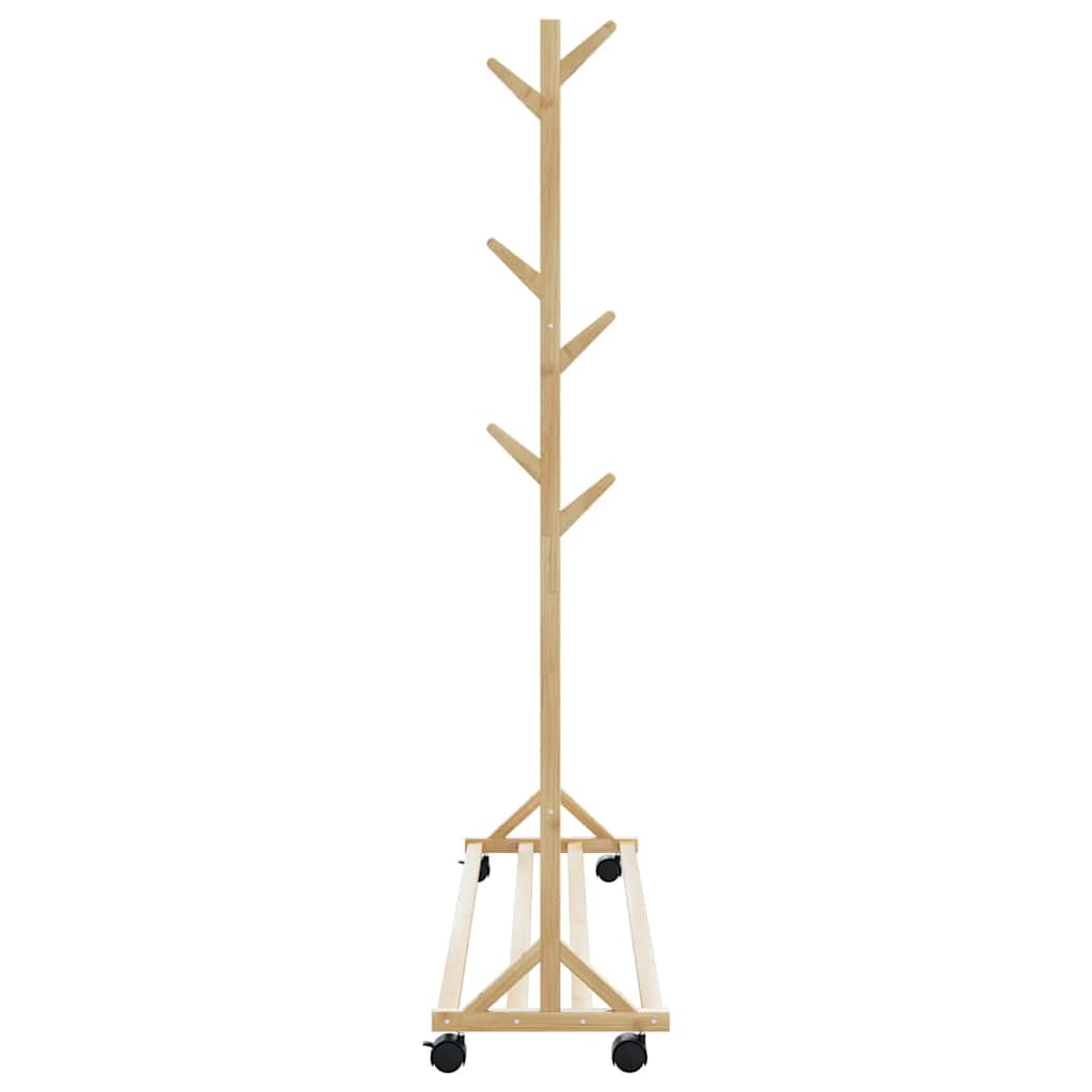 Appendiabiti Con Ganci E Ruote 100X35X157 Cm In Bambù Legno Antico
