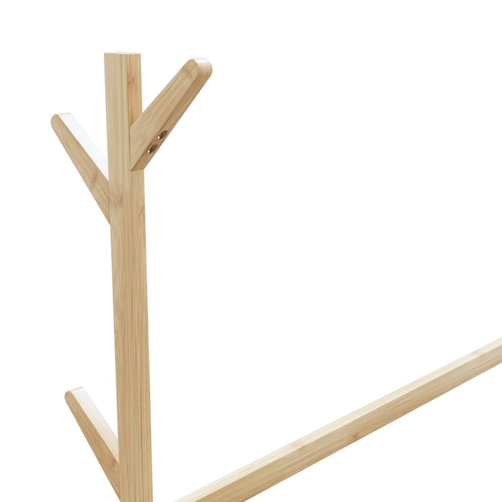 Appendiabiti Con Ganci E Ruote 100X35X157 Cm In Bambù Legno Antico