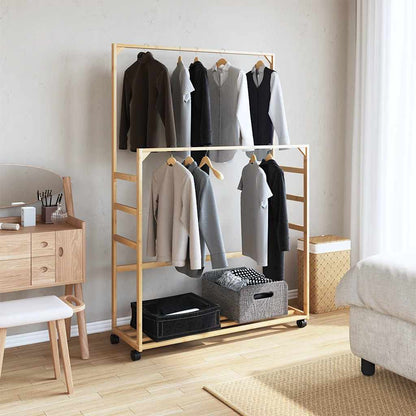 Appendiabiti Con Ripiani E Ruote 90X35X155 Cm In Bambù