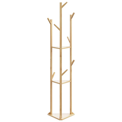 Appendiabiti Con Ganci E Ripiani 39X33X166 Cm In Bambù Legno Antico