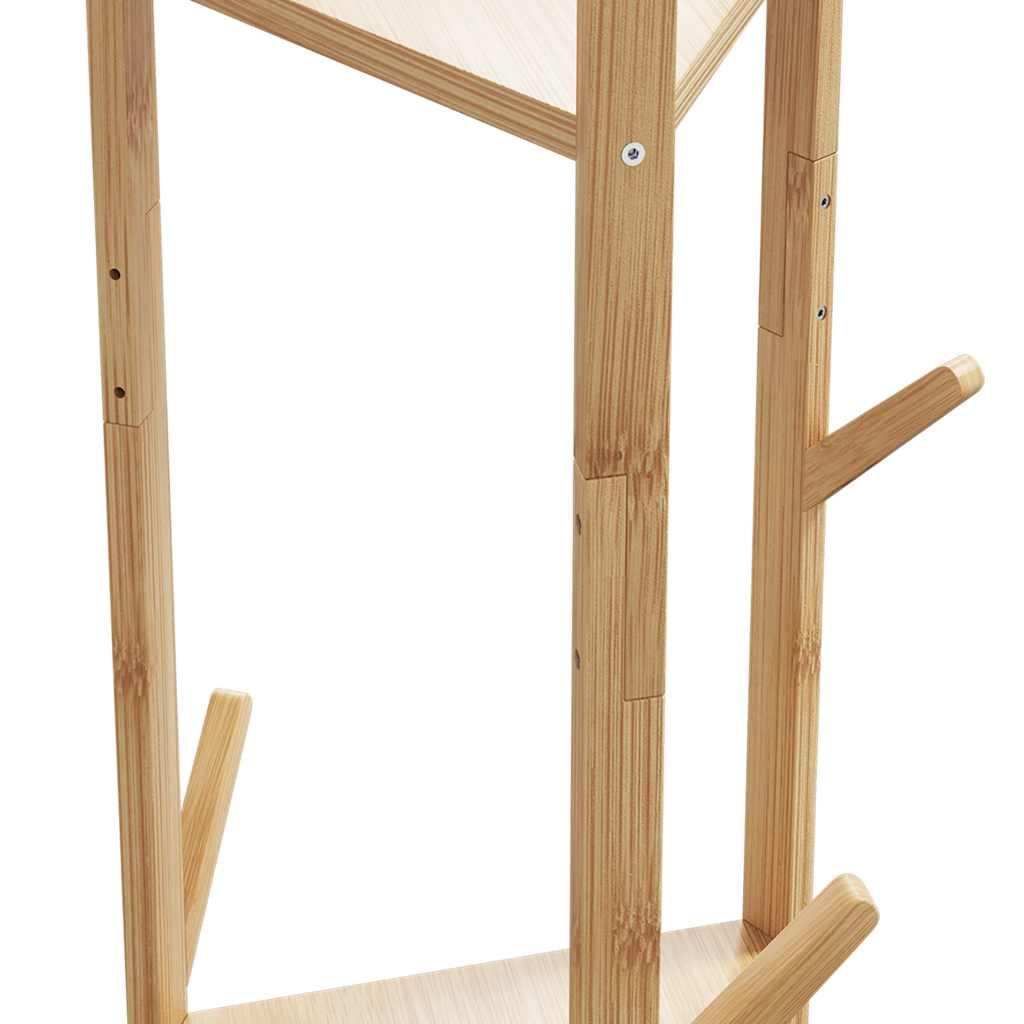 Appendiabiti Con Ganci E Ripiani 39X33X166 Cm In Bambù Legno Antico