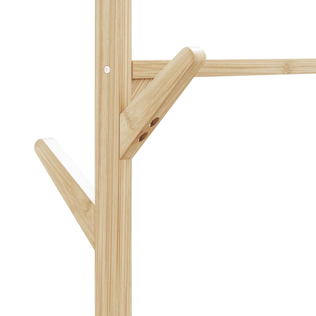 Appendiabiti Con Ripiani E Ruote 100X38X175,5 Cm In Bambù Rovere Artigianale