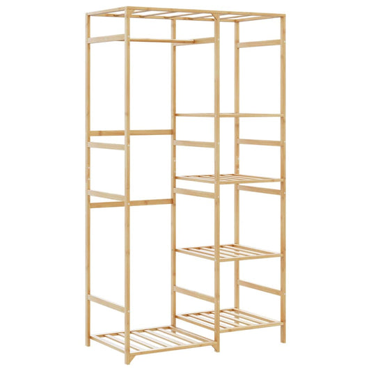 Appendiabiti Con Ripiani 100X50X184,5 Cm In Bambù Legno Antico
