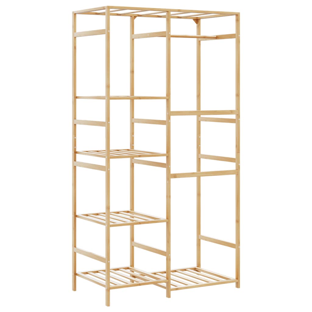 Appendiabiti Con Ripiani 100X50X184,5 Cm In Bambù Legno Antico