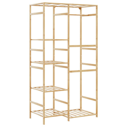 Appendiabiti Con Ripiani 100X50X184,5 Cm In Bambù Legno Antico