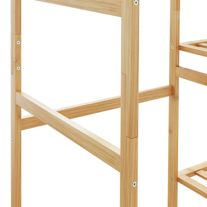 Appendiabiti Con Ripiani 100X50X184,5 Cm In Bambù Legno Antico