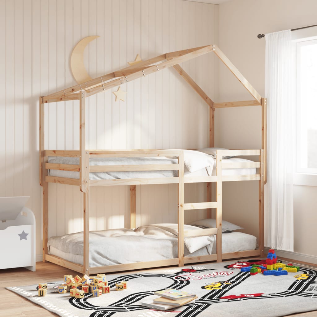 Tetto Letto Bambini 213X95,5X144,5Cm Legno Massello Pino