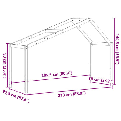 Tetto Letto Bambini 213X95,5X144,5Cm Legno Massello Pino