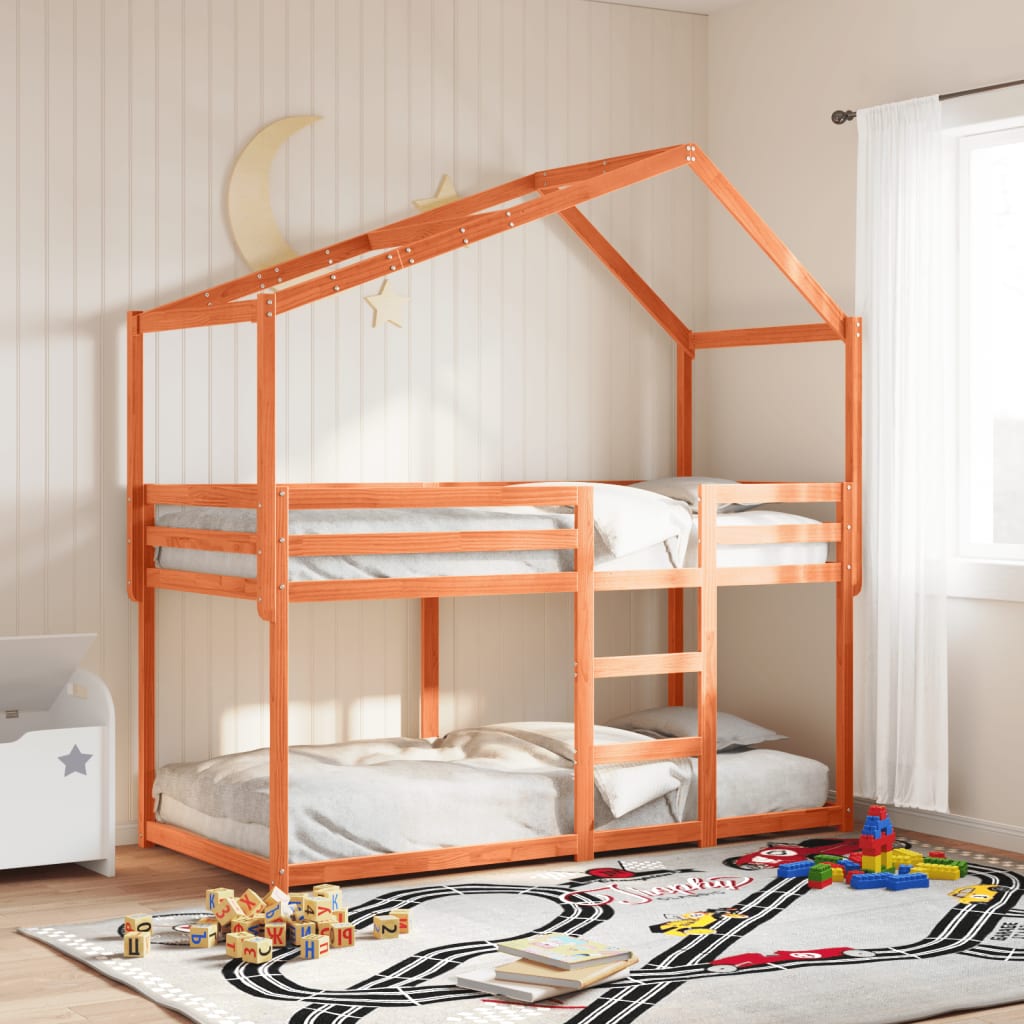 Tetto Letto Bambini 213X95,5X144,5Cm Legno Massello Pino