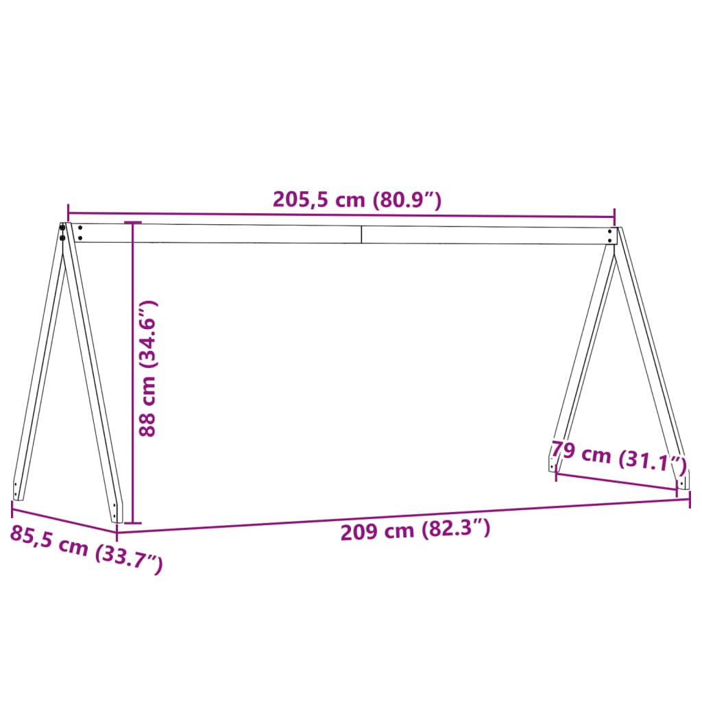 Tetto Letto Bambini Marrone Cera 209X85,5X88 Cm Massello Pino