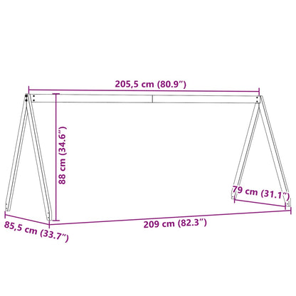 Tetto Letto Bambini Marrone Cera 209X85,5X88 Cm Massello Pino