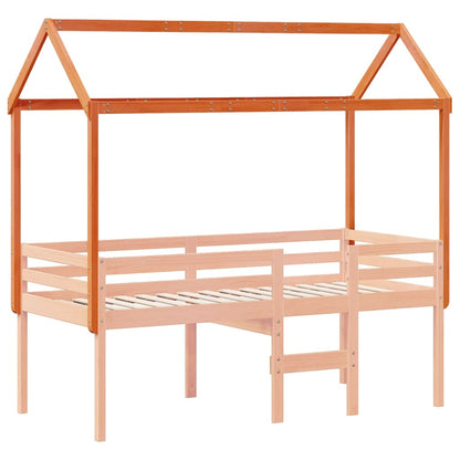 Tetto Letto Bambini Marrone Cera 217X95,5X159 Cm Massello Pino