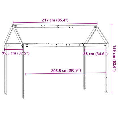Tetto Letto Bambini Marrone Cera 217X95,5X159 Cm Massello Pino