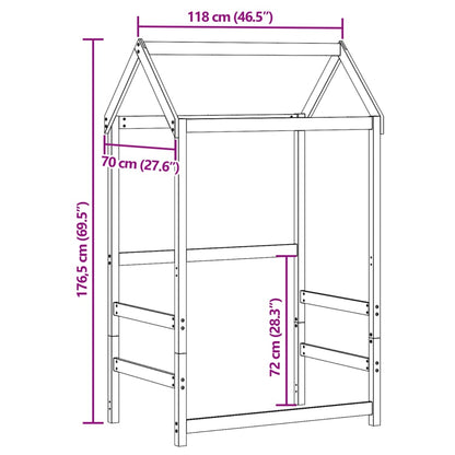 Tetto Per Letto Bambini 118X70X176,5 Cm Legno Massello Di Pino