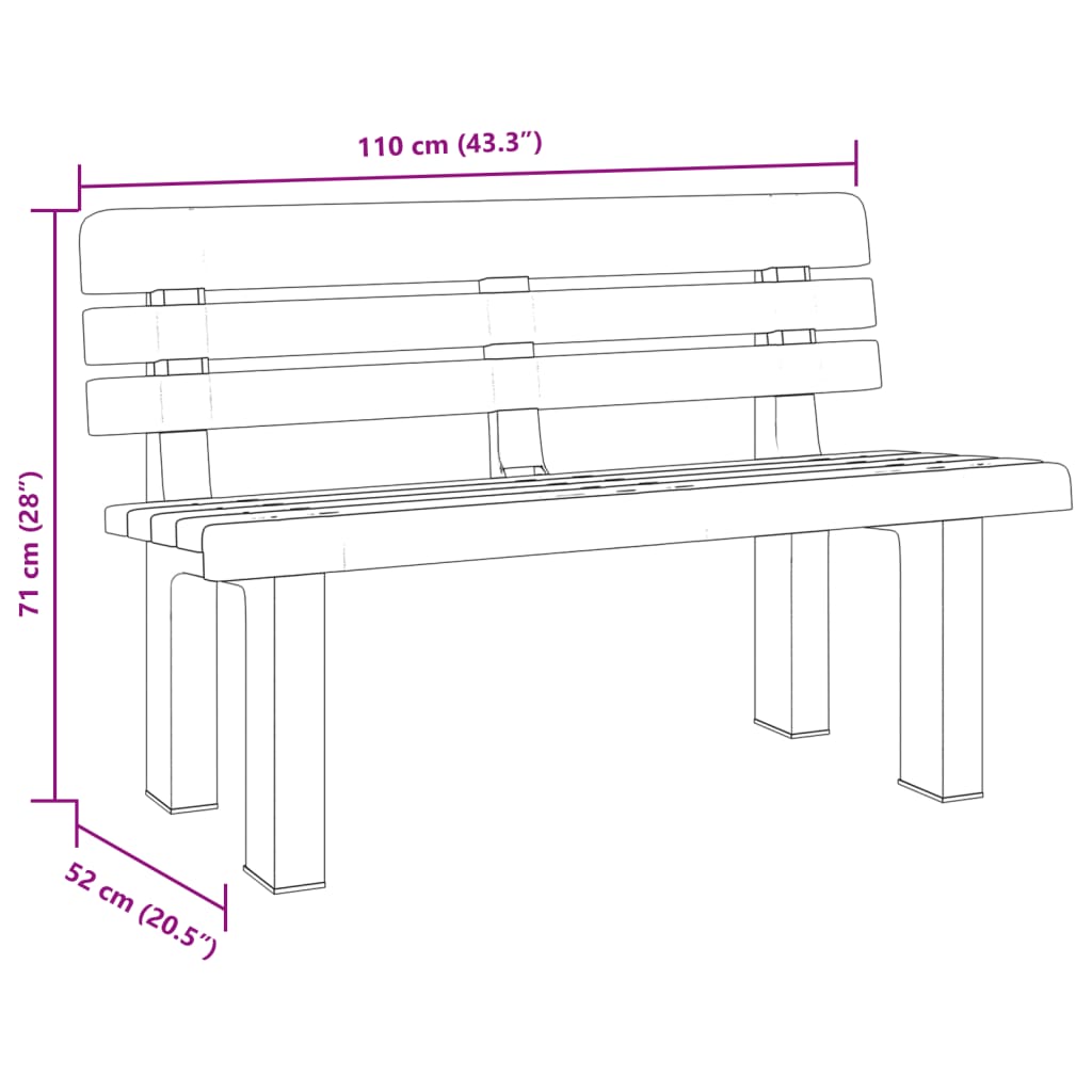 Panchina Da Giardino 110X52X71 Cm In Polipropilene