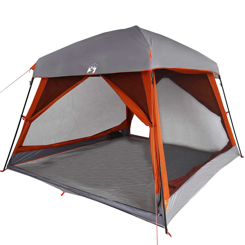 Tenda Familiare Cabina 6 Persone Grigia Arancione Impermeabile