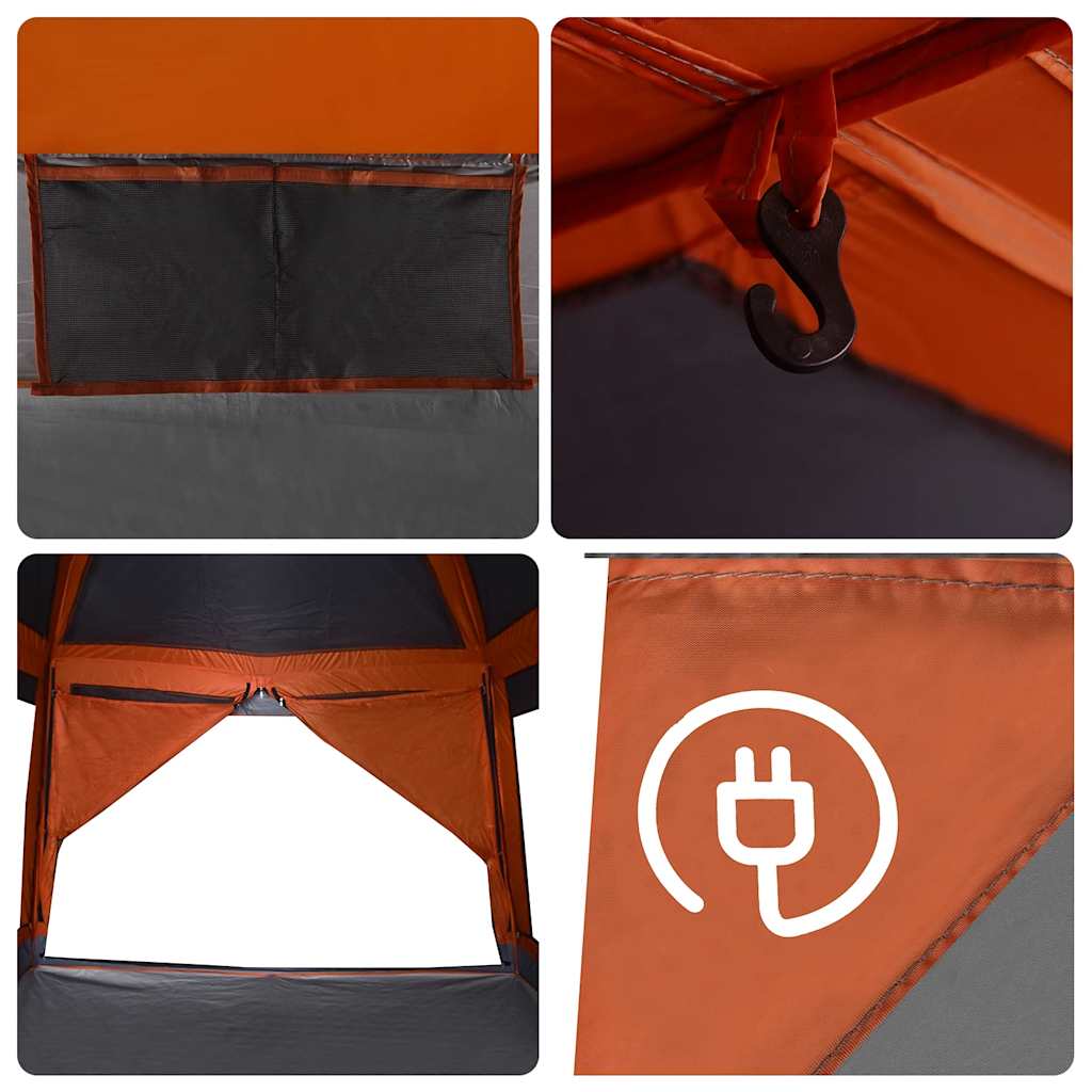 Tenda Familiare Cabina 6 Persone Grigia Arancione Impermeabile