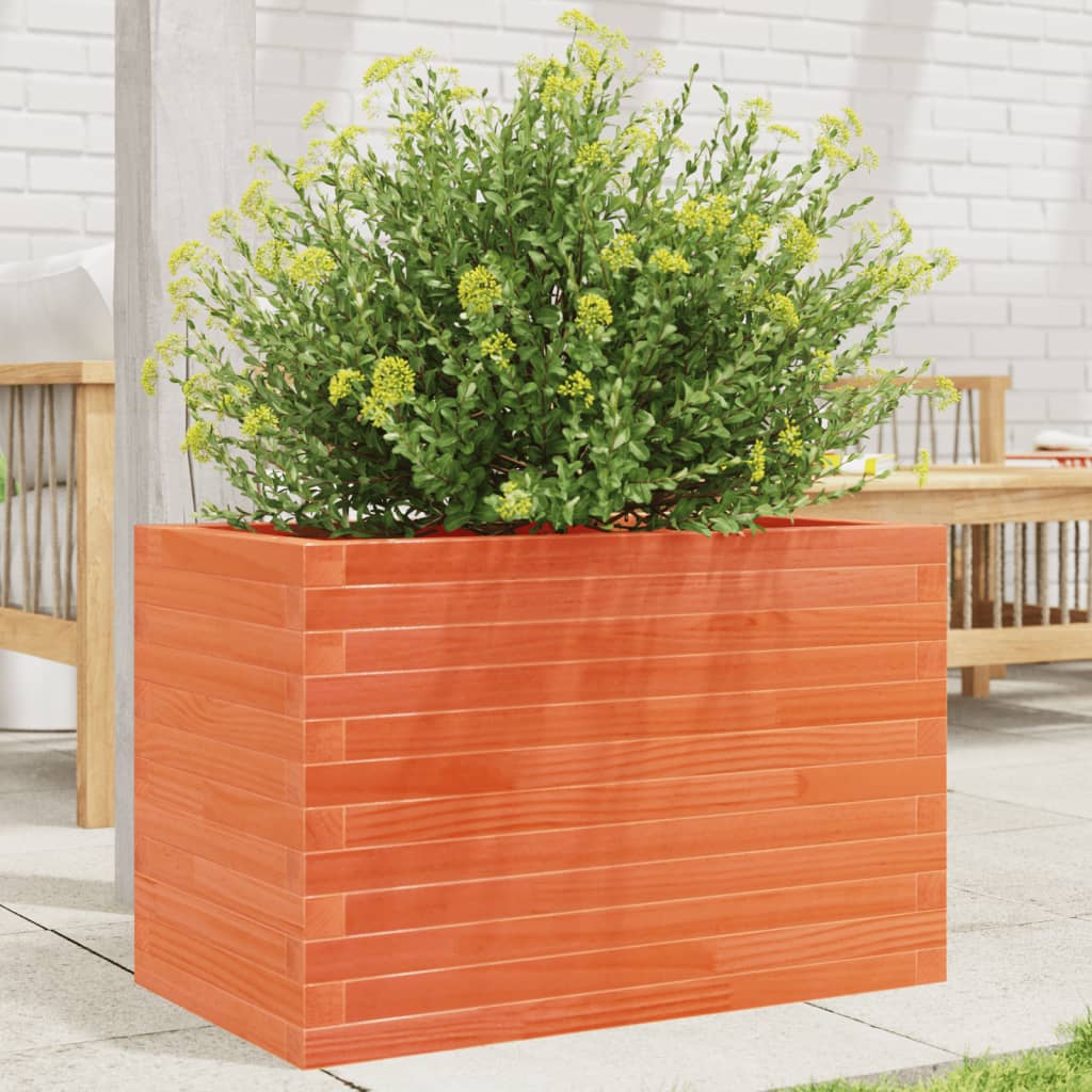 Fioriera Giardino Marrone Cera Legno Massello Pino Cera Marrone