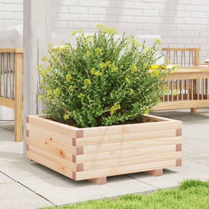 Fioriera Da Giardino 60X60X26,5 Cm In Legno Massello Di Pino Pino Naturale