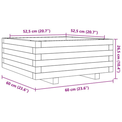 Fioriera Da Giardino 60X60X26,5 Cm In Legno Massello Di Pino Pino Naturale