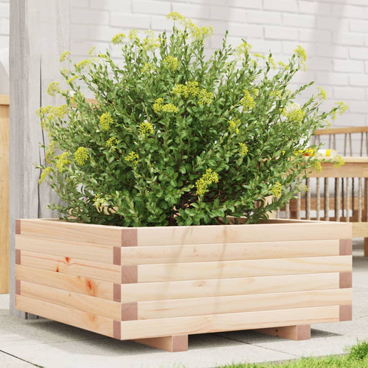 Fioriera Da Giardino 60X60X26,5 Cm In Legno Massello Di Pino Pino Naturale