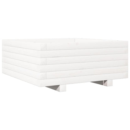 Fioriera Da Giardino Bianca 60X60X26,5Cm Legno Massello Di Pino Douglas Naturale