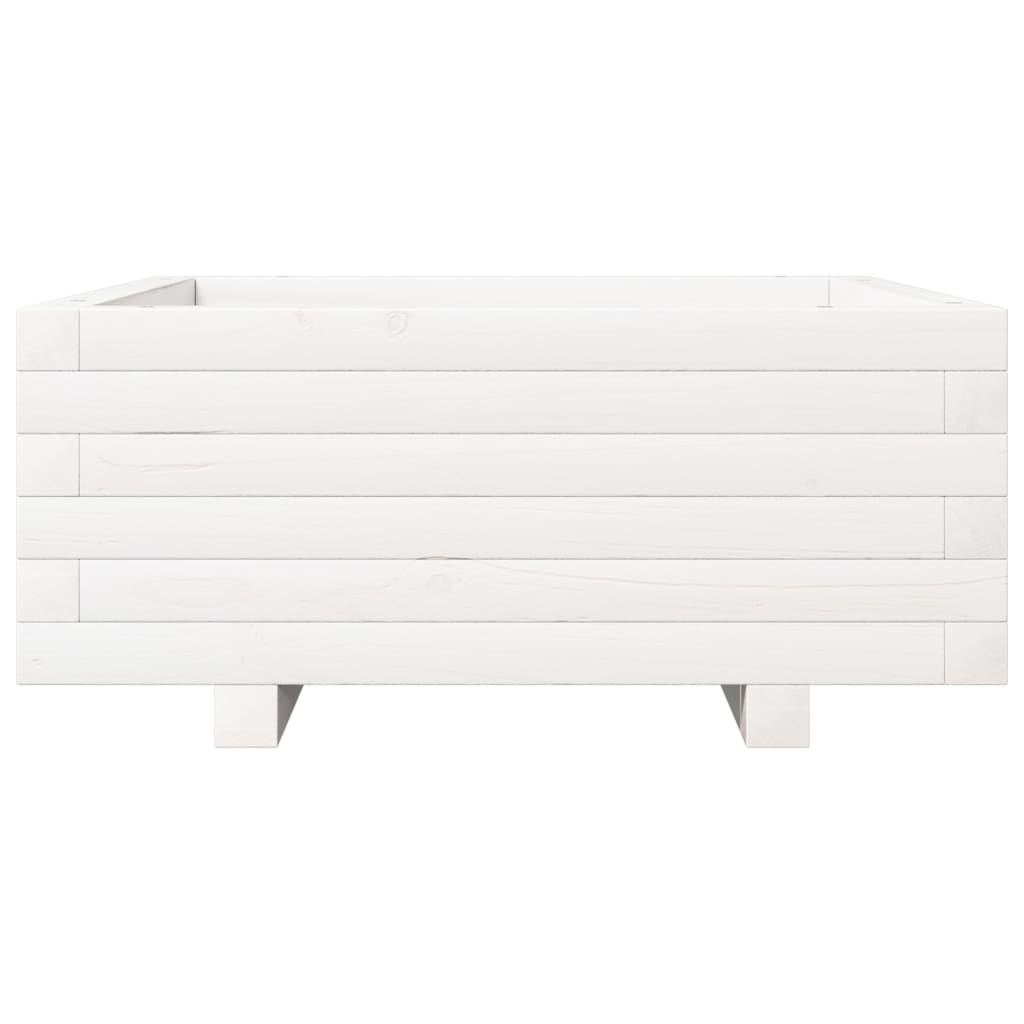 Fioriera Da Giardino Bianca 60X60X26,5Cm Legno Massello Di Pino Douglas Naturale