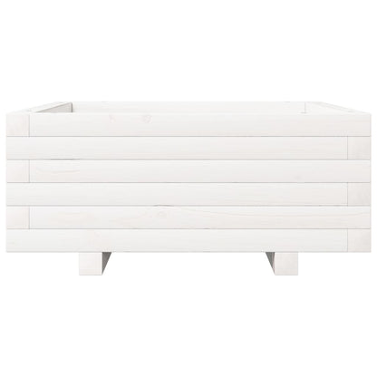 Fioriera Da Giardino Bianca 60X60X26,5Cm Legno Massello Di Pino Douglas Naturale