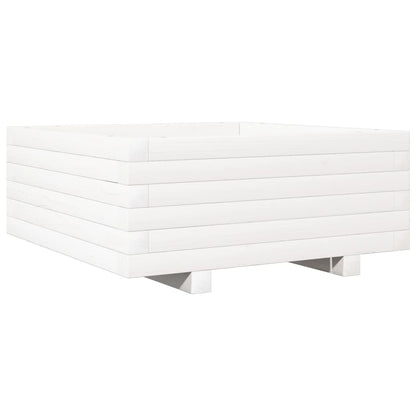 Fioriera Da Giardino Bianca 60X60X26,5Cm Legno Massello Di Pino Douglas Naturale