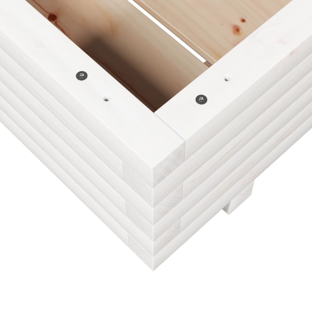 Fioriera Da Giardino Bianca 60X60X26,5Cm Legno Massello Di Pino Douglas Naturale
