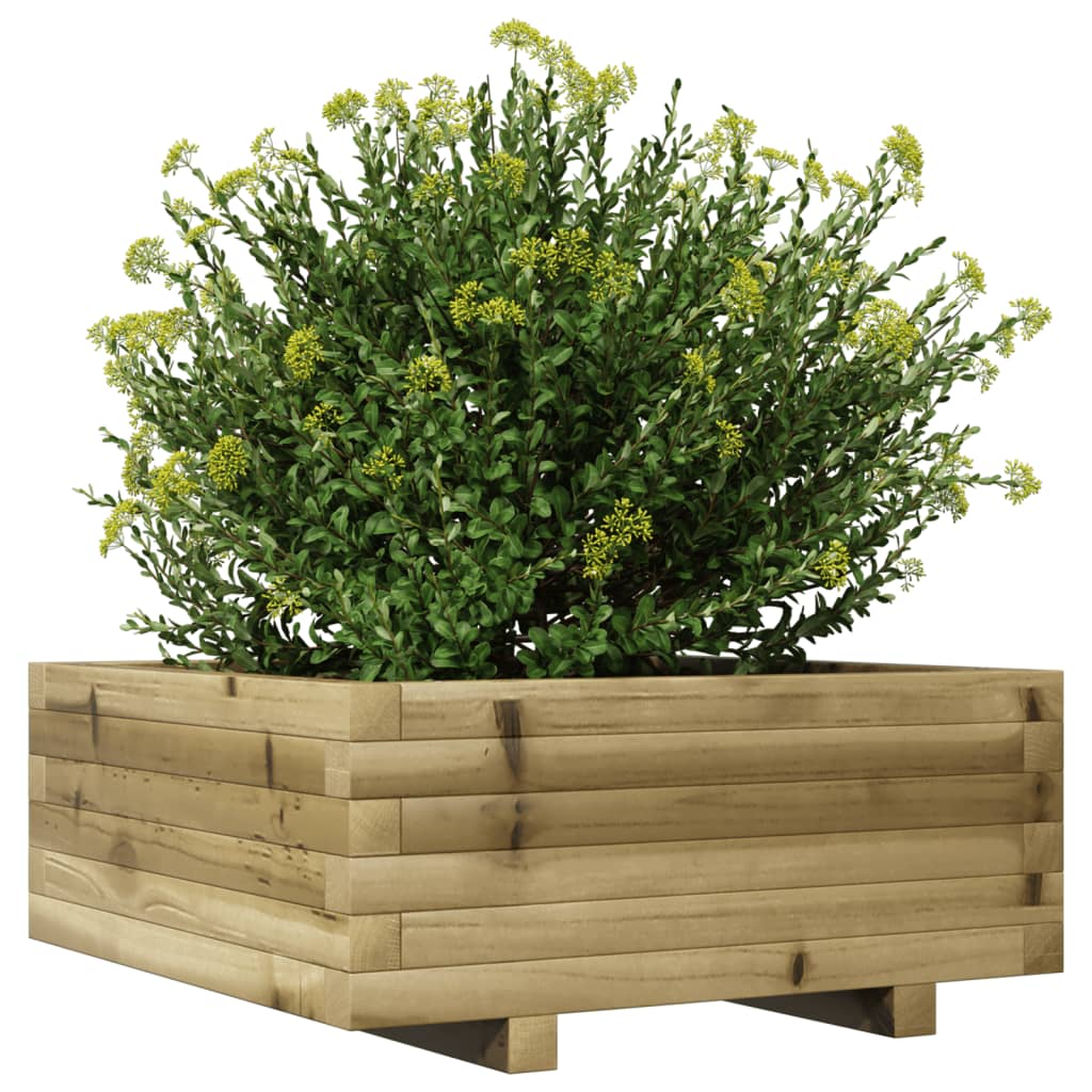 Fioriera Da Giardino 60X60X26,5 Cm In Legno Di Pino Impregnato Pino Naturale