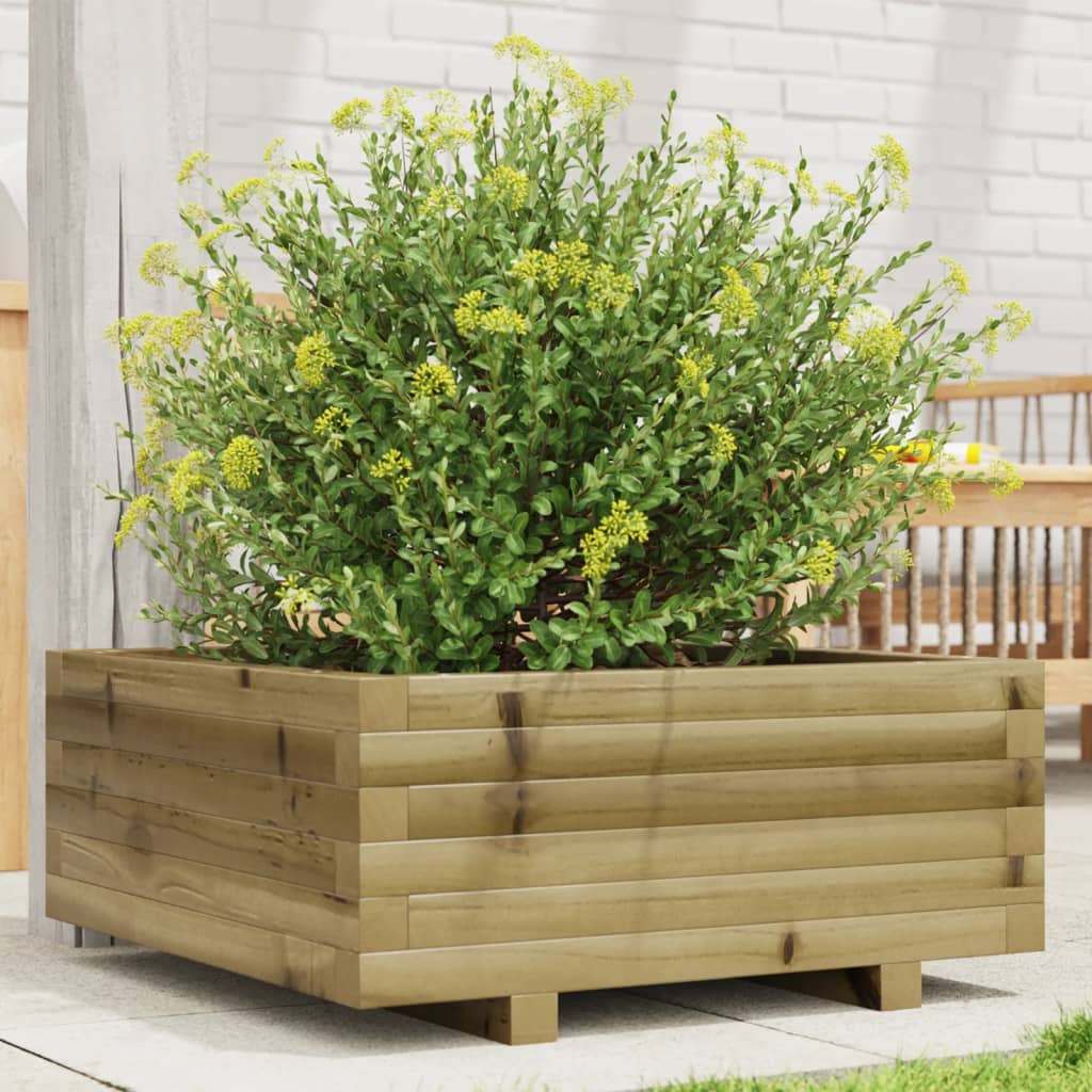 Fioriera Da Giardino 60X60X26,5 Cm In Legno Di Pino Impregnato Pino Naturale