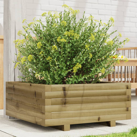 Fioriera Da Giardino 60X60X26,5 Cm In Legno Di Pino Impregnato Pino Naturale