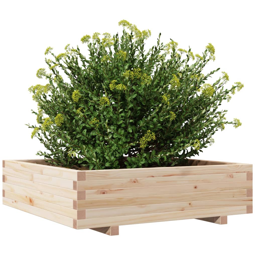 Fioriera Da Giardino 90X90X26,5 Cm In Legno Massello Di Pino Cera Marrone