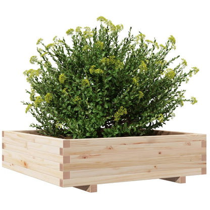 Fioriera Da Giardino 90X90X26,5 Cm In Legno Massello Di Pino Cera Marrone
