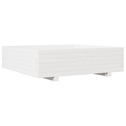 Fioriera Da Giardino Bianca 90X90X26,5Cm Legno Massello Di Pino Bianco