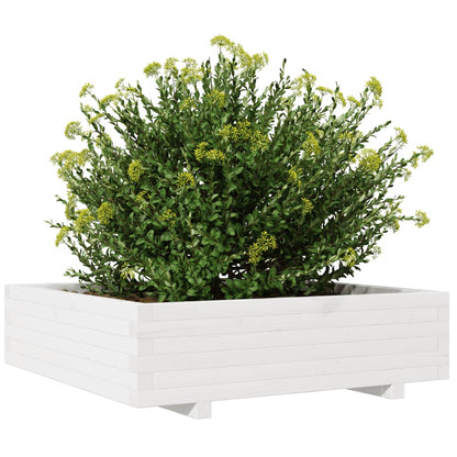 Fioriera Da Giardino Bianca 90X90X26,5Cm Legno Massello Di Pino Bianco