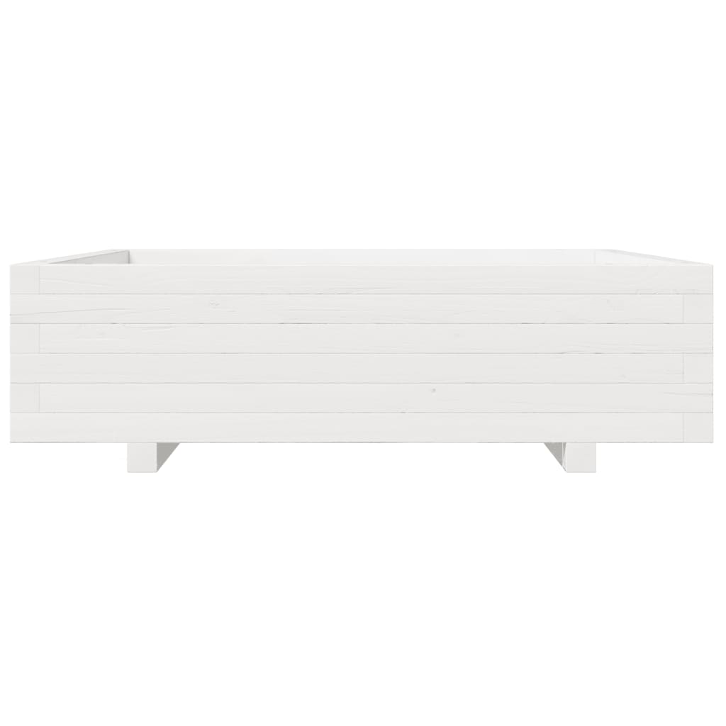 Fioriera Da Giardino Bianca 90X90X26,5Cm Legno Massello Di Pino Bianco