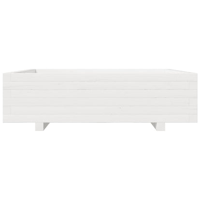 Fioriera Da Giardino Bianca 90X90X26,5Cm Legno Massello Di Pino Bianco
