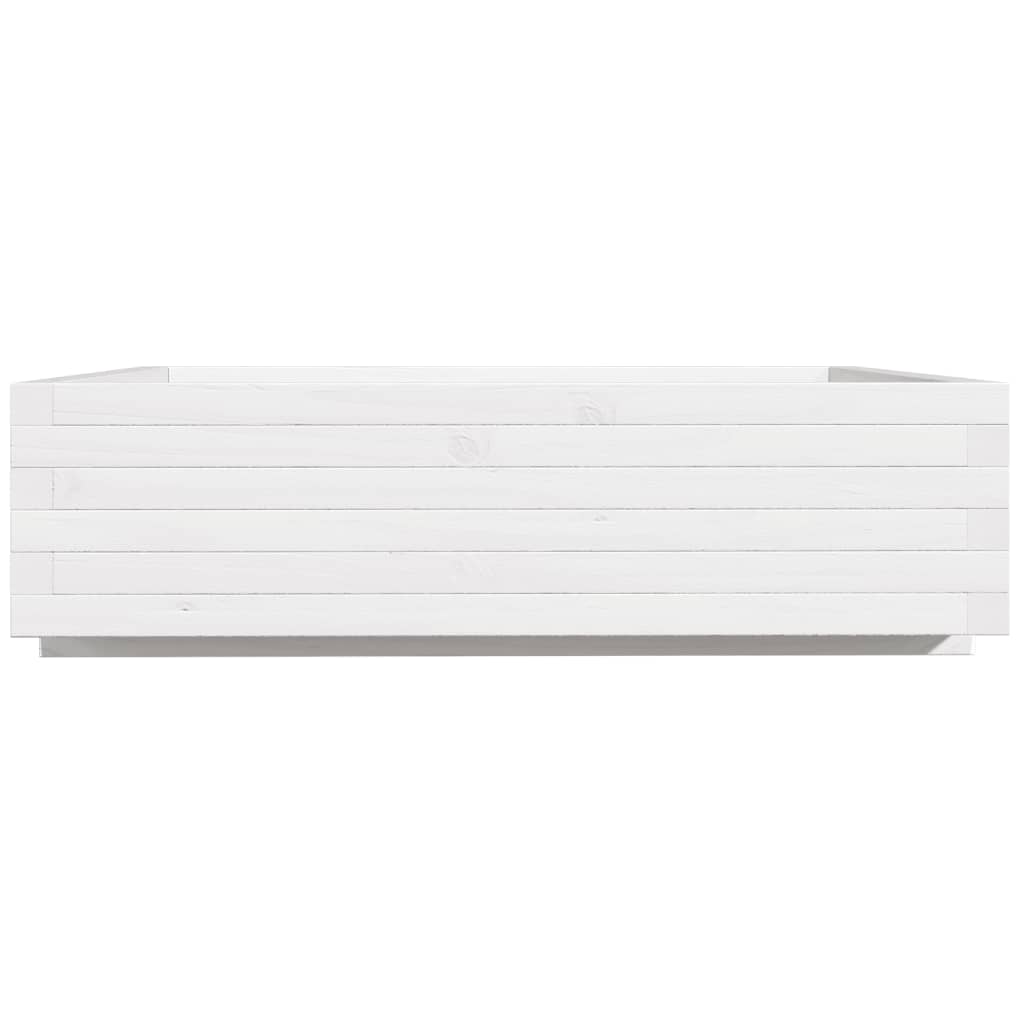 Fioriera Da Giardino Bianca 90X90X26,5Cm Legno Massello Di Pino Bianco