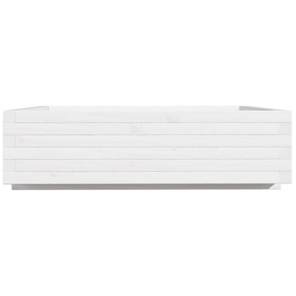 Fioriera Da Giardino Bianca 90X90X26,5Cm Legno Massello Di Pino Bianco