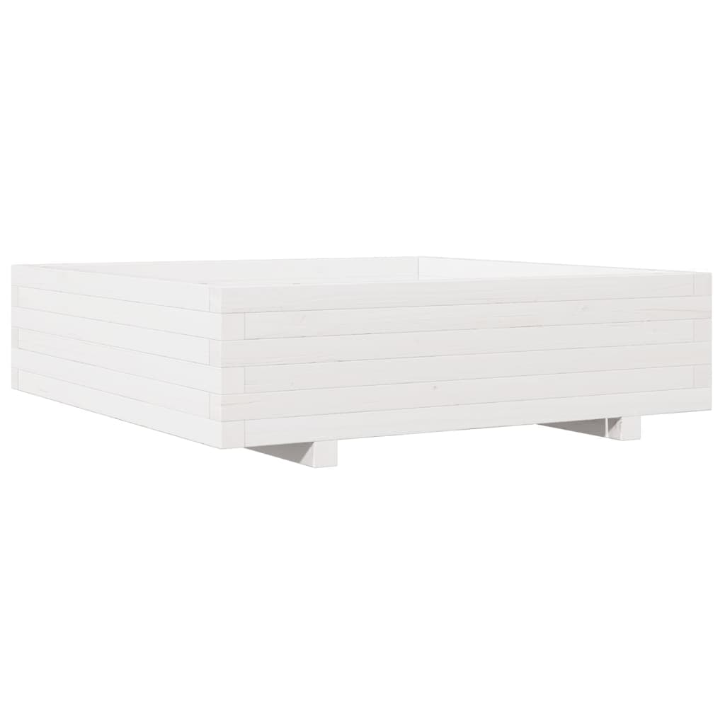 Fioriera Da Giardino Bianca 90X90X26,5Cm Legno Massello Di Pino Bianco