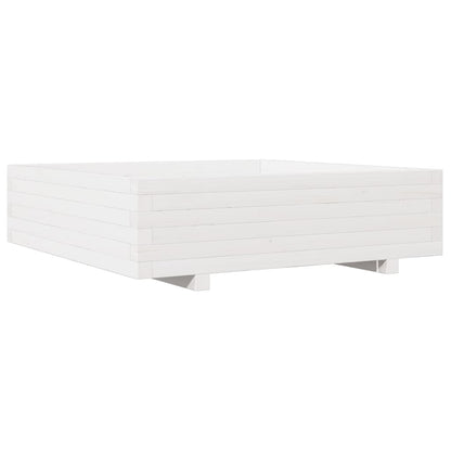 Fioriera Da Giardino Bianca 90X90X26,5Cm Legno Massello Di Pino Bianco