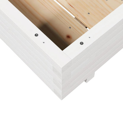 Fioriera Da Giardino Bianca 90X90X26,5Cm Legno Massello Di Pino Bianco