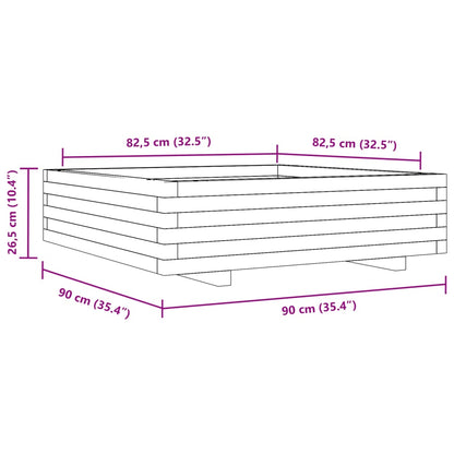 Fioriera Da Giardino Bianca 90X90X26,5Cm Legno Massello Di Pino Bianco