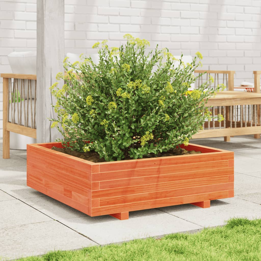 Fioriera Giardino Marrone Cera 90X90X26,5Cm Legno Massello Pino Pino Naturale