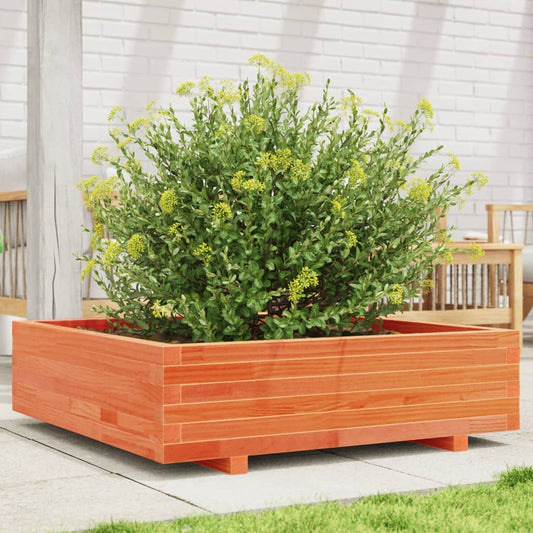 Fioriera Giardino Marrone Cera 90X90X26,5Cm Legno Massello Pino Pino Naturale