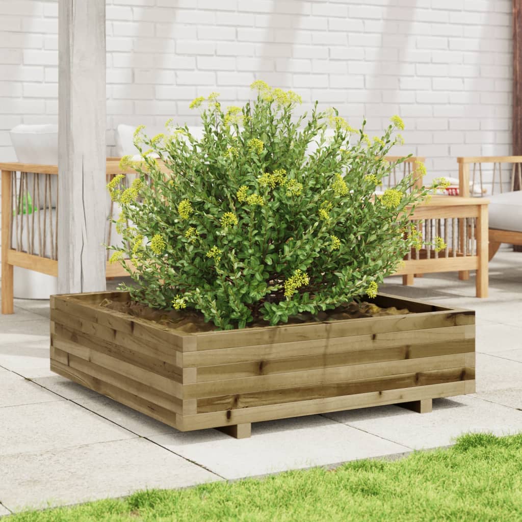 Fioriera Da Giardino 90X90X26,5 Cm In Legno Di Pino Impregnato Pino Naturale