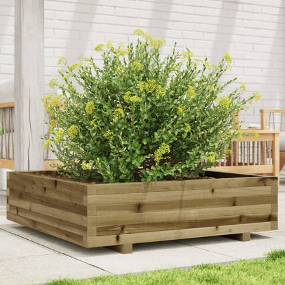 Fioriera Da Giardino 90X90X26,5 Cm In Legno Di Pino Impregnato Pino Naturale